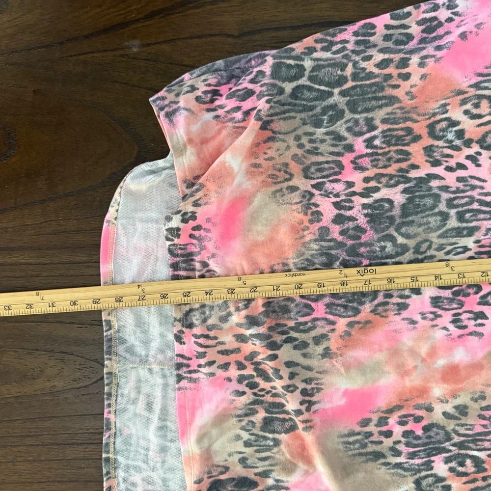 Dear Scarlett Pink Leopard Tie Dye Dolman Sleeve Oversized Top Small